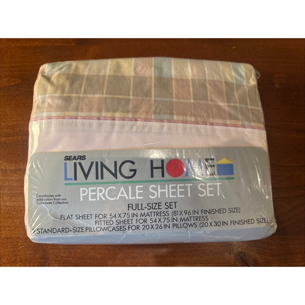 VTG NOS Sears Colormate Collection Living Home Pastel Shadows Full Sheet Set USA